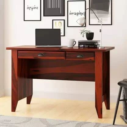 Sheesham Wood Computer Desk Set for Home Office, Study Table Wooden (Honey Finish)