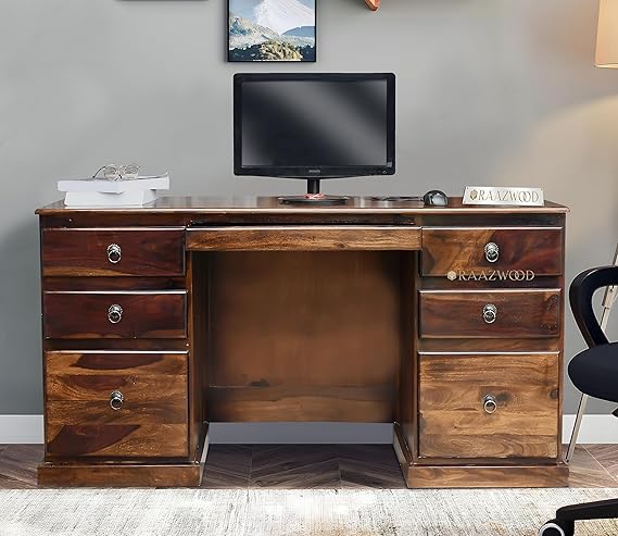 RAAZWOOD Sheesham Wood Wooden Study Writing Desk Table for Office.