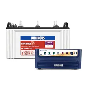 Luminous Inverter & Battery Combo (Power sine 800 Pure Sine Wave 700VA/12V Inverter with RC15000 PRO 120Ah Battery).